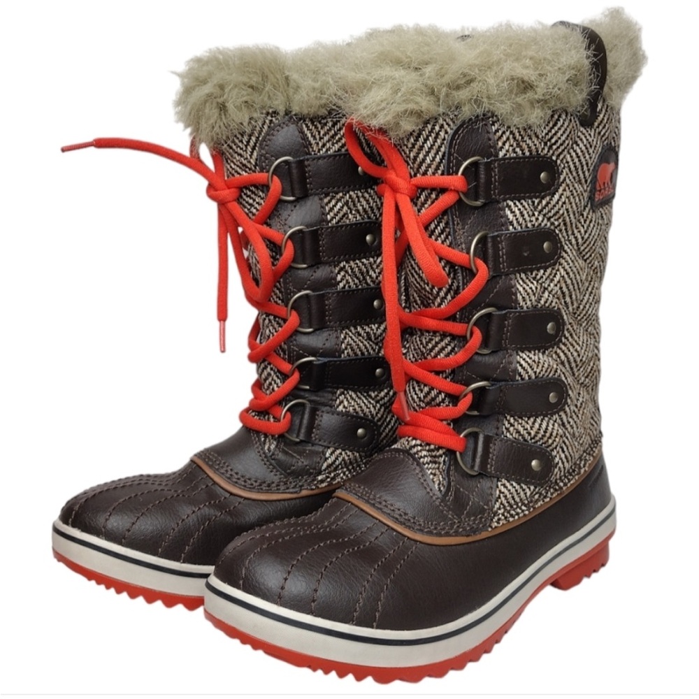 SOREL Tofino Cordovan Brown Herringbone Orange Sole